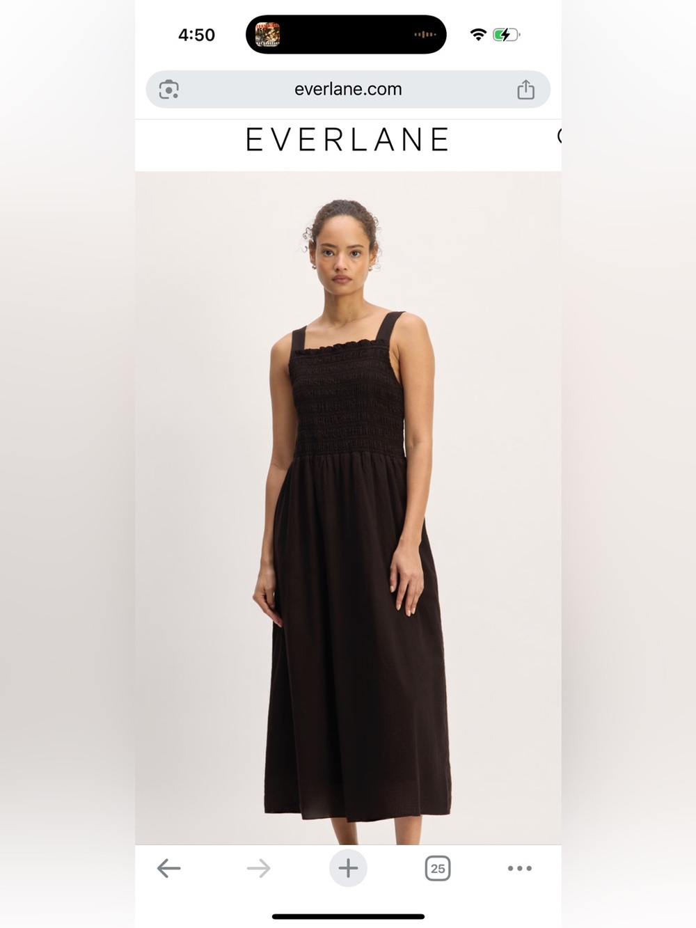 Everlane xx smocked midi dress in black